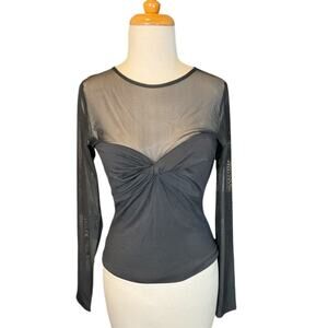 Abercrombie &Fitch Black Body Suit Mesh Long Sleeve High Neck Medium Night Out